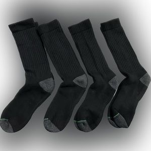 Member's Mark 4 Pack Crew Socks Cotton Sizes 6-12 BLACK MADE IN USA
